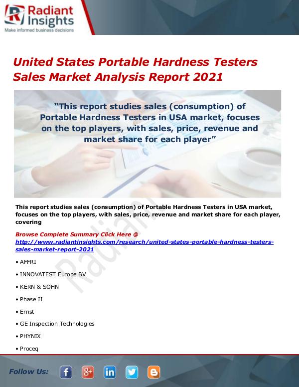 Electronics Research Reports by Radiant Insights United States Portable Hardness Testers Sales Mark