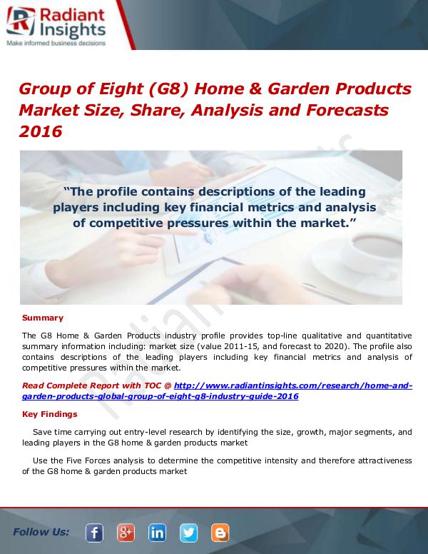 Group Of Eight (G8) Home & Garden Products Market