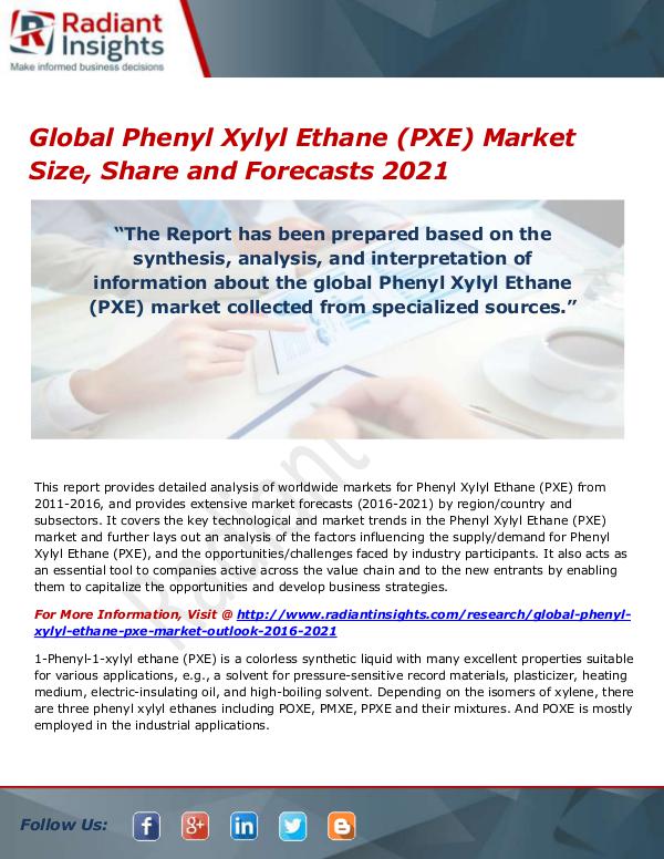 Chemicals and Materials Research Reports Global Phenyl Xylyl Ethane (PXE) Market