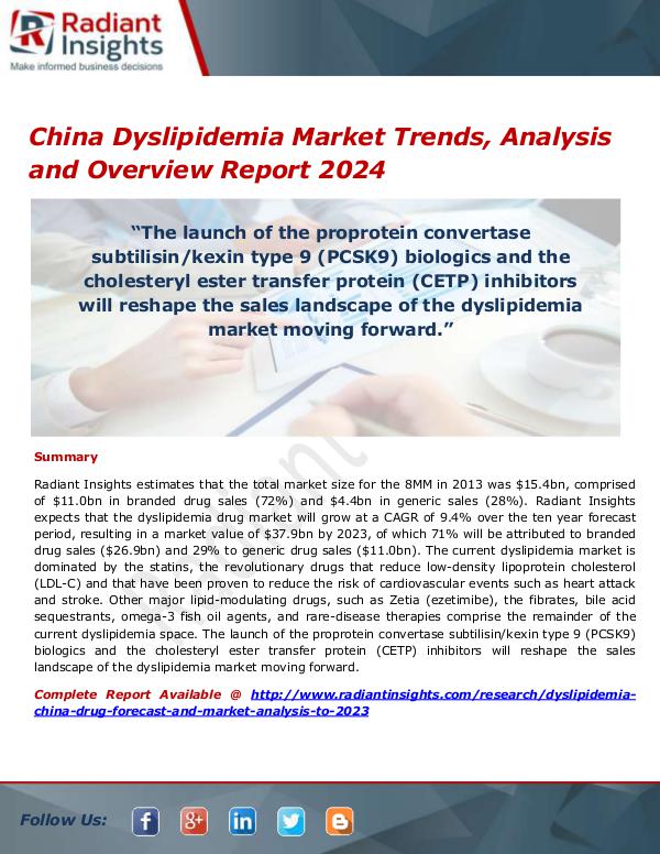 Pharmaceuticals and Healthcare Reports China Dyslipidemia Market