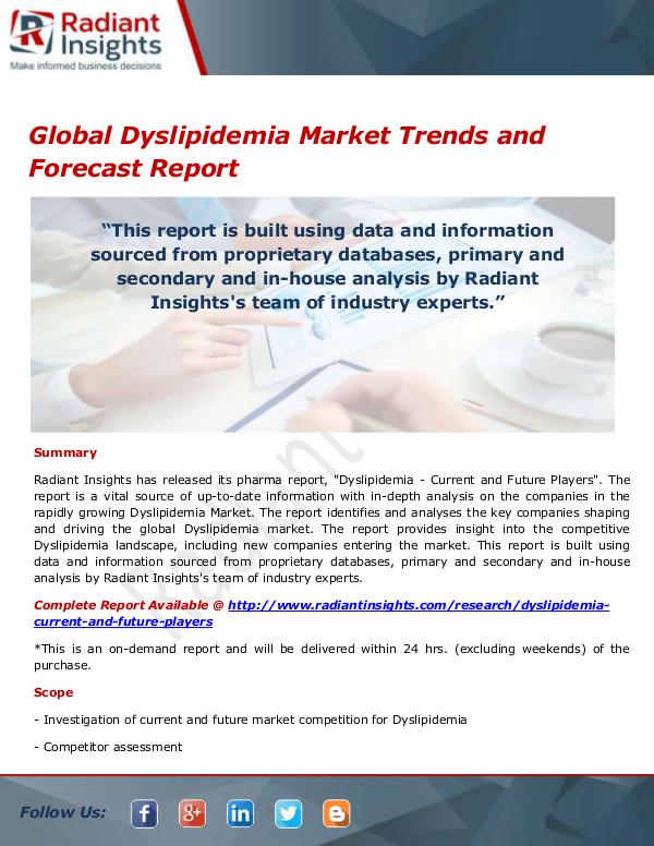 Pharmaceuticals and Healthcare Reports Global Dyslipidemia Market