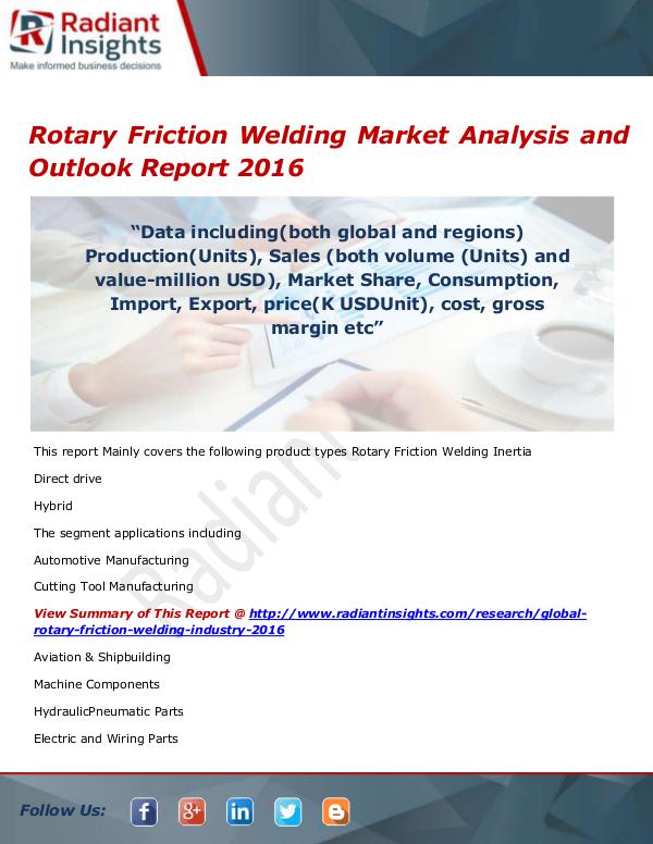 Electronics Research Reports by Radiant Insights Rotary Friction Welding Market Size, Share, Growth