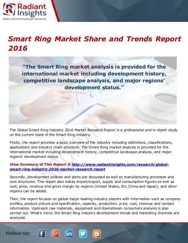 Electronics Research Reports by Radiant Insights Smart Ring Market Size, Share, Growth, Trends, Ana