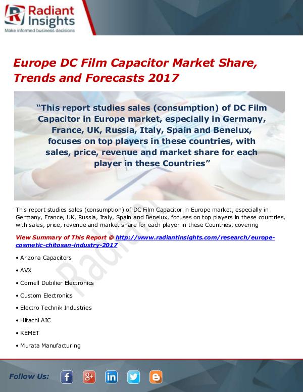 Electronics Research Reports by Radiant Insights Europe DC Film Capacitor Market Size, Share, Growt