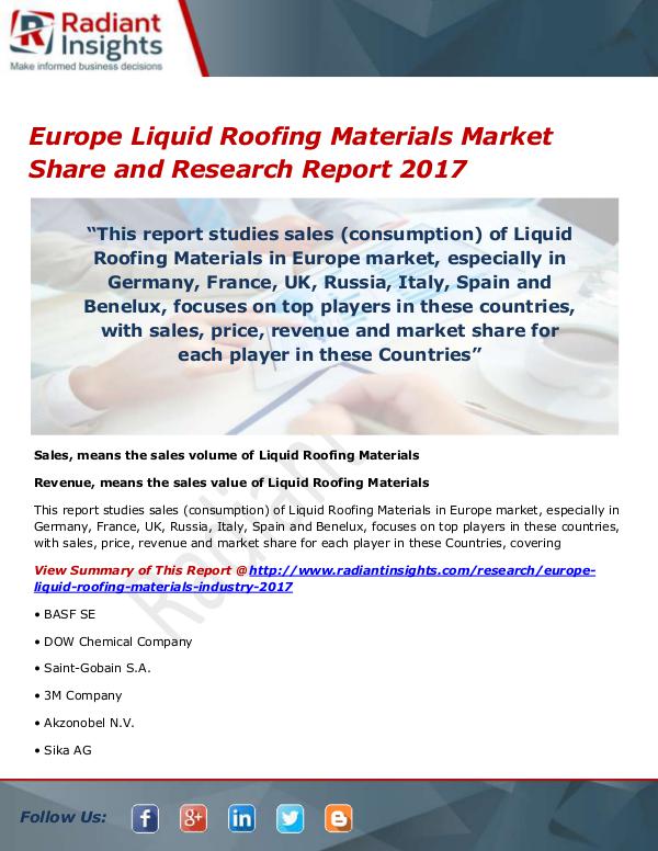Manufacturing & Construction Related Research Reports Europe Liquid Roofing Materials Market Size, Share