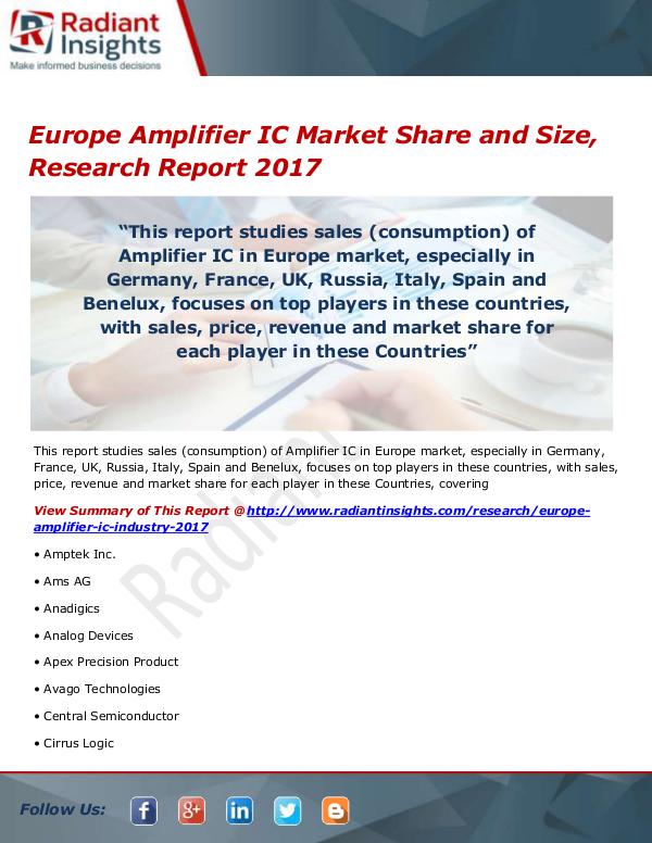 Electronics Research Reports by Radiant Insights Europe Amplifier IC Market Size, Share, Growth, Tr