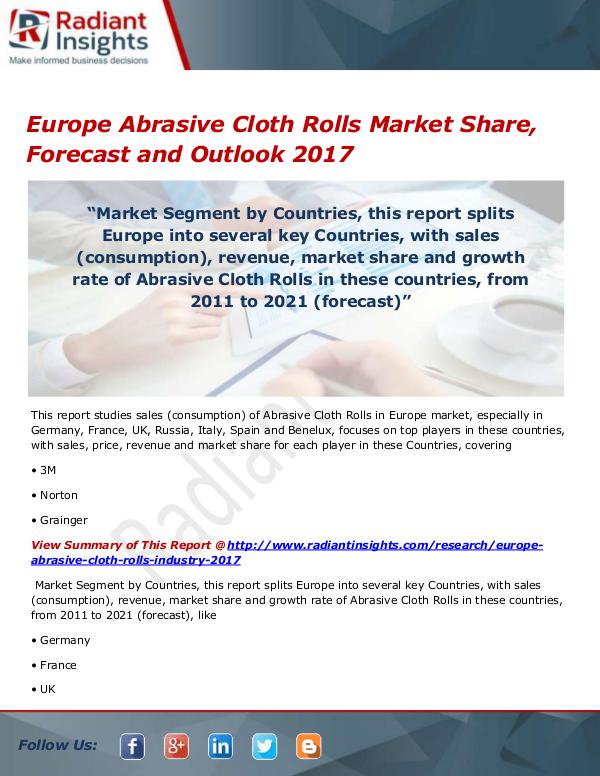 Chemicals and Materials Research Reports Europe Abrasive Cloth Rolls Market Size, Share, Gr