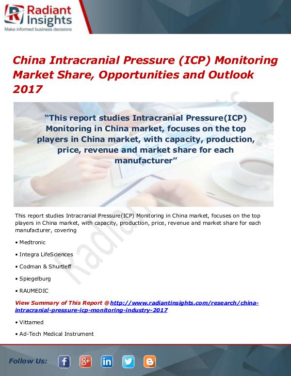 Electronics Research Reports by Radiant Insights China Intracranial Pressure(ICP) Monitoring Market