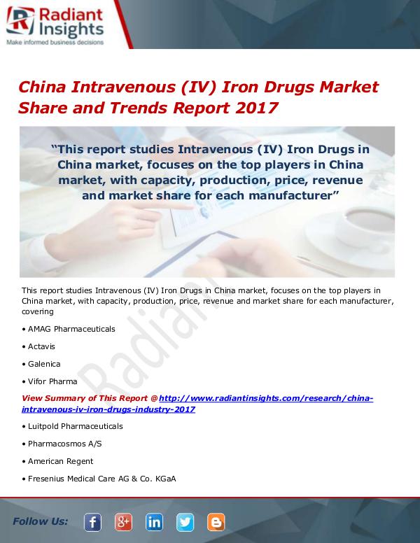 Pharmaceuticals and Healthcare Reports China Intravenous (IV) Iron Drugs Market Size, Sha