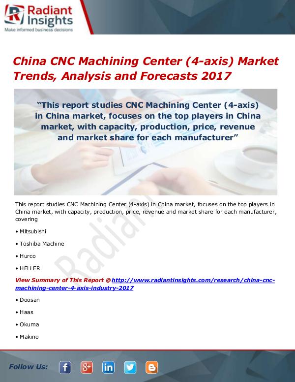 Electronics Research Reports by Radiant Insights China CNC Machining Center (4-axis) Market Size, S