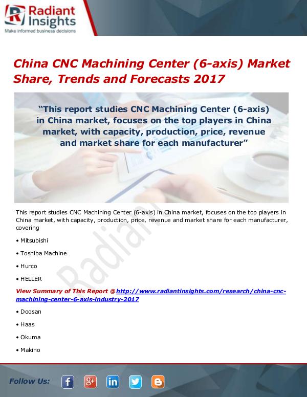 Electronics Research Reports by Radiant Insights China CNC Machining Center (6-axis) Market Size, S