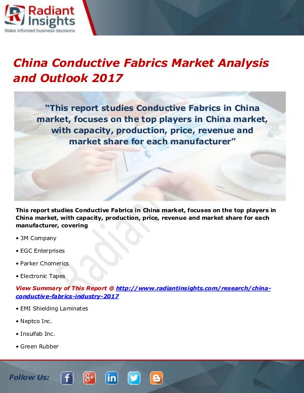 Chemicals and Materials Research Reports China Conductive Fabrics Market Size, Share, Growt