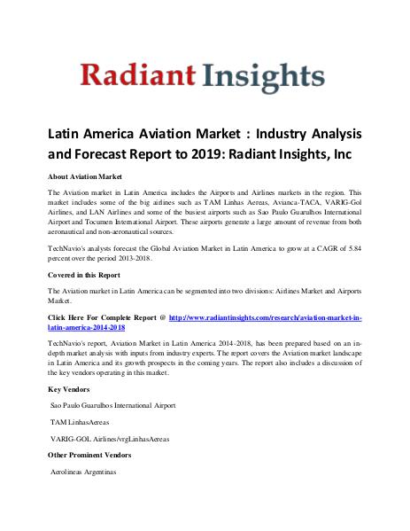 Market Research Report on Latin America Aviation Market Forecast 2019