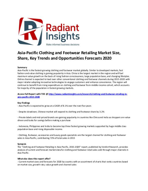 Asia-Pacific Clothing and Footwear Retailing Market Share 2020 Nov 2016