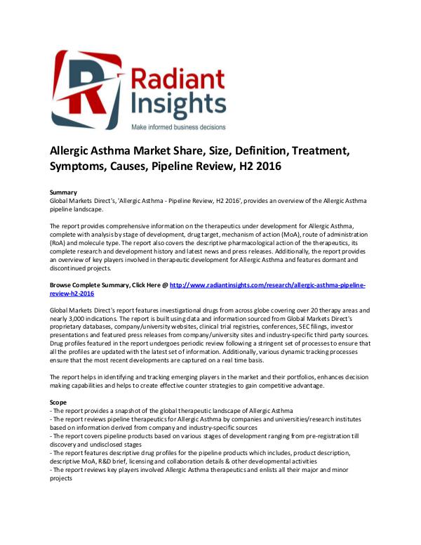 Pharmaceuticals and Healthcare Reports Allergic Asthma Market Share