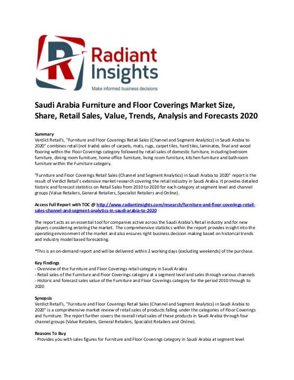 Consumer Goods Research Reports by Radiant Insights Saudi Arabia Furniture and Floor Coverings Market