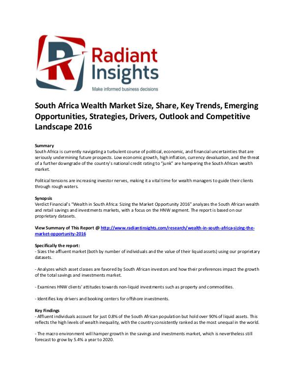 Financial Services Related Reports South Africa Wealth Market