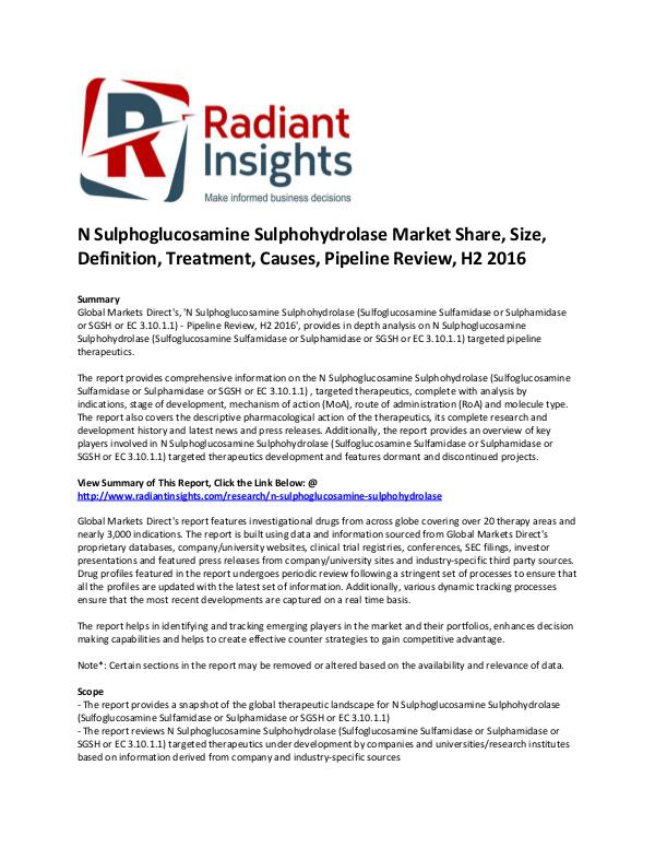 N Sulphoglucosamine Sulphohydrolase Market