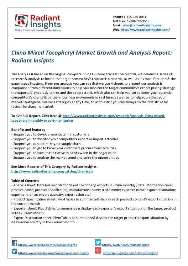 Chemicals and Materials Research Reports China Mixed Tocopheryl Market