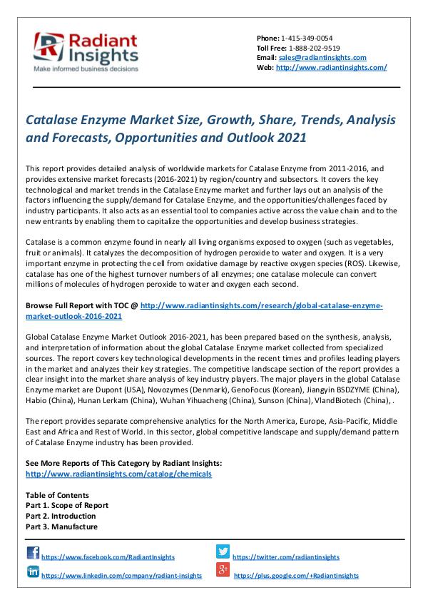 Chemicals and Materials Research Reports Catalase Enzyme Market