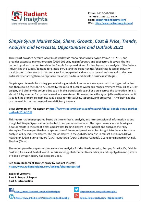 Pharmaceuticals and Healthcare Reports Simple Syrup Market