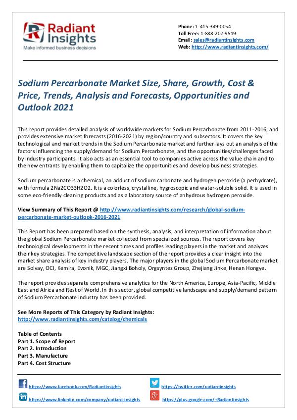 Chemicals and Materials Research Reports Sodium Percarbonate market