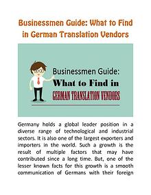 Businessmen Guide: What to Find in German Translation Vendors