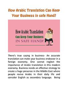 How Arabic Translation Can Keep Your Business in safe Hand?