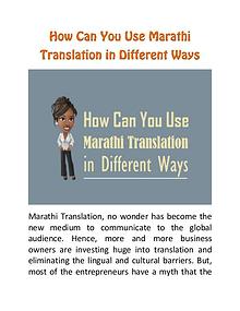 How Can You Use Marathi Translation in Different Ways