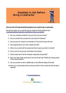Questions to ask a contractor