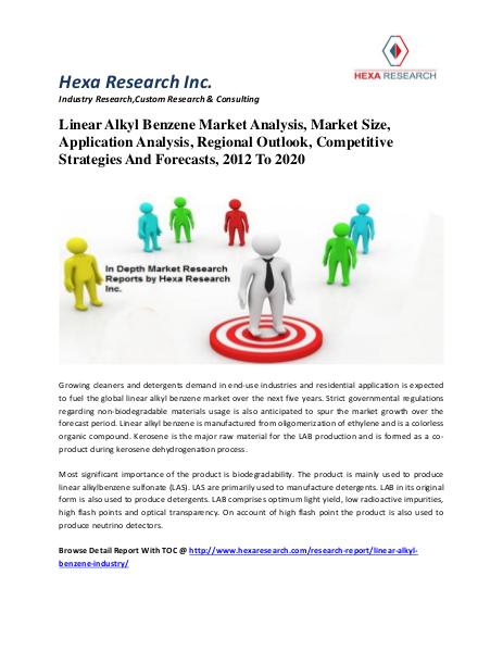 Linear Alkyl Benzene Market Analysis, Market Size, Application Analys 2012 To 2020