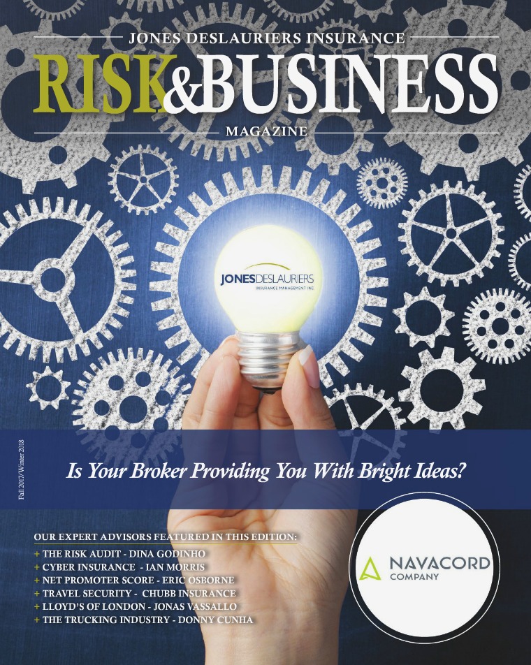 Risk & Business Magazine Jones DesLauriers Insurance Magazine F2017/W2018