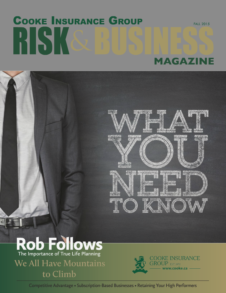 Risk & Business Magazine Cooke Insurance Group Fall 2015