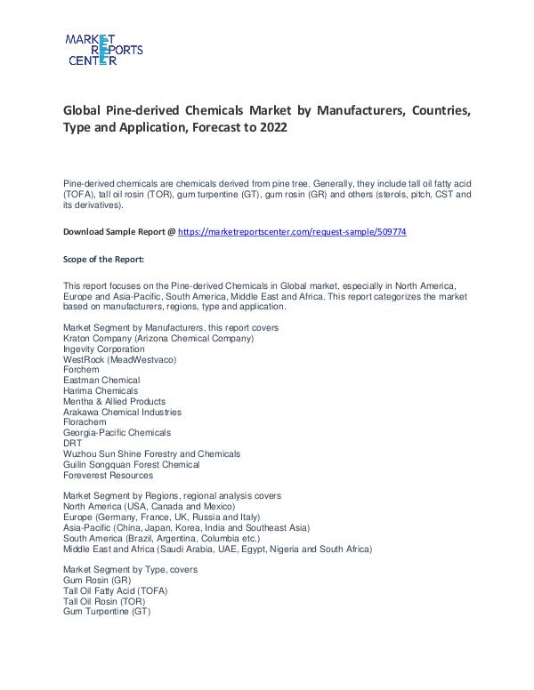 Pine-derived Chemicals Market Research Report Analysis To 2022 Pine-derived Chemicals Market