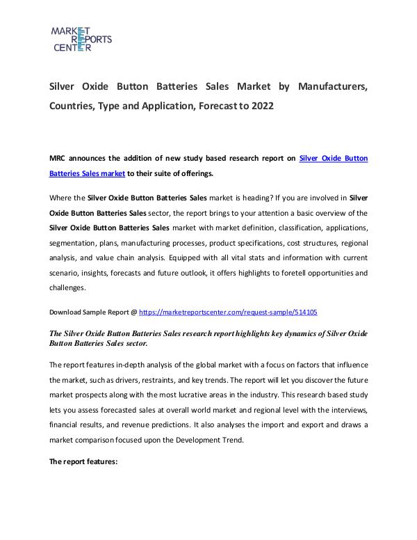 Silver Oxide Button Batteries Market Manufacturers and Forecast Silver Oxide Button Batteries Market