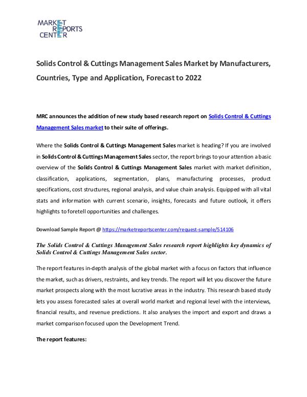 Solids Control & Cuttings Managemen Market 2017 Solids Control & Cuttings Managemen Market