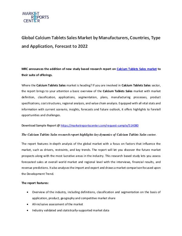 Calcium Tablets Market 2017 Calcium Tablets Market
