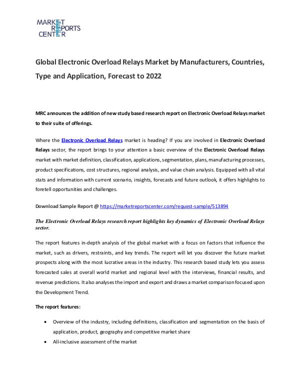 Electronic Overload Relays Market 2017 Electronic Overload Relays Market