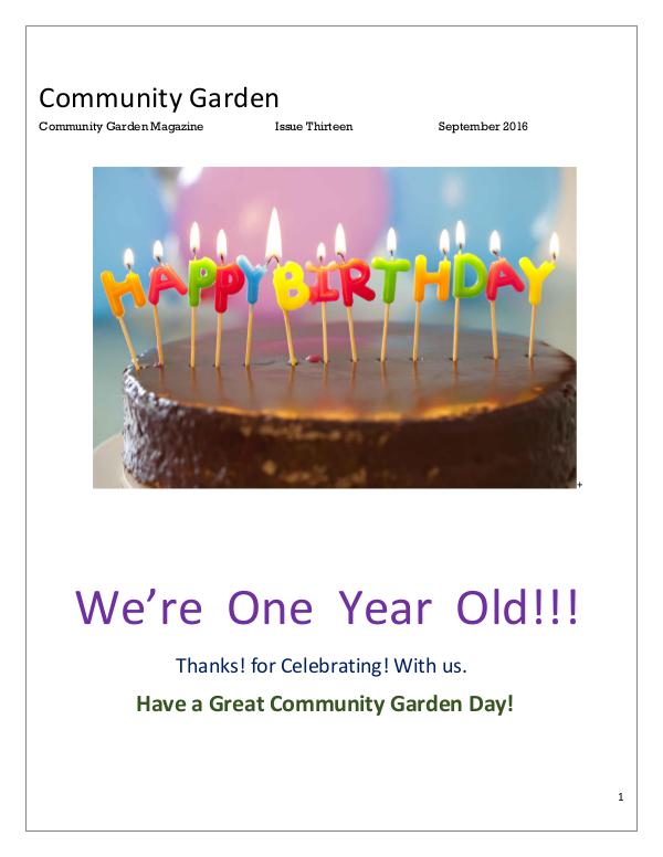 Community Garden Magazine Issue Thirteen September 2016