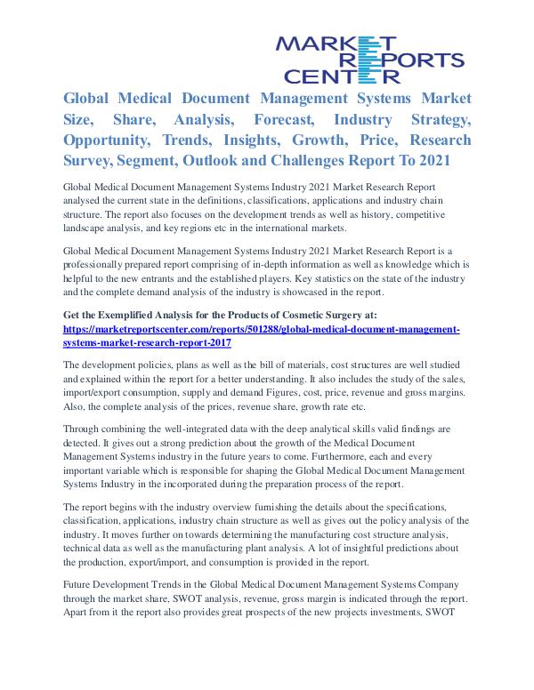 Medical Document Management Systems Market Analysis To 2021 Medical Document Management Systems Market