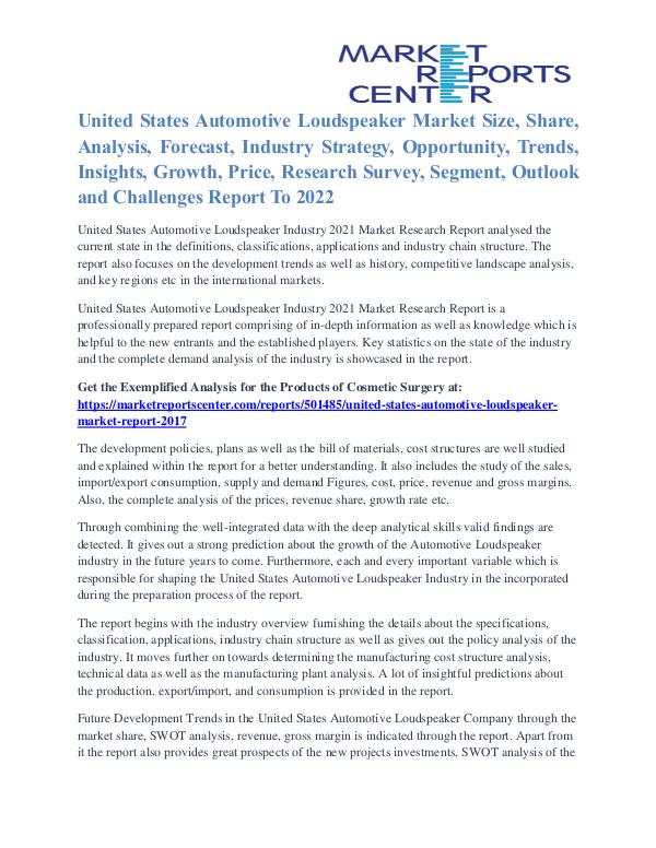 United States Automotive Loudspeaker Market Growth Analysis To 2022 United States Automotive Loudspeaker Market
