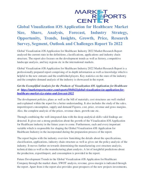 Visualization IOS Application for Healthcare Market Analysis To 2022 Visualization iOS Application for Healthcare Marke