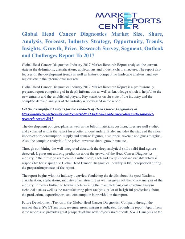Head Cancer Diagnostics Market Size And Emerging Trends To 2017 Head Cancer Diagnostics Market