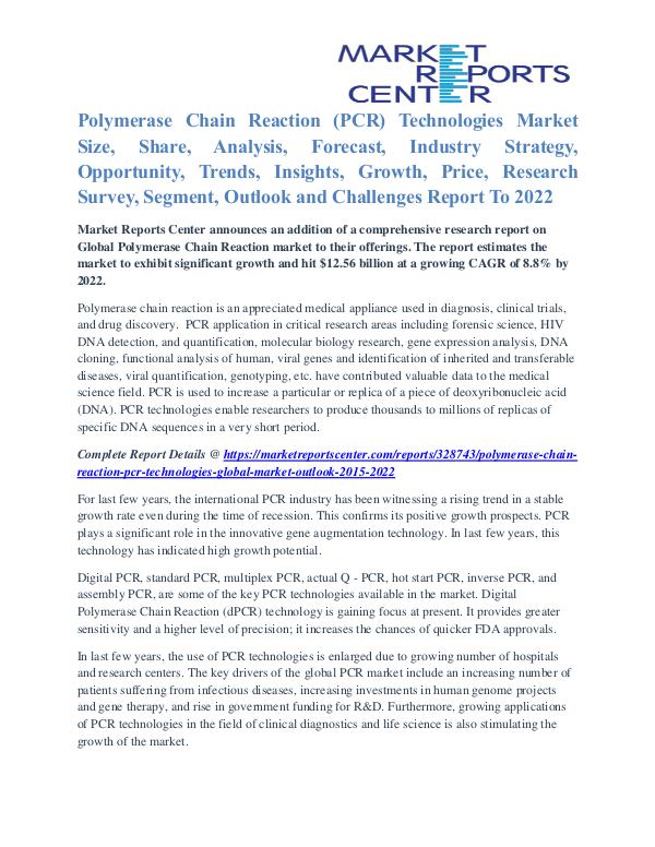 Polymerase Chain Reaction (PCR) Technologies Market Key Vendors 2022 Polymerase Chain Reaction (PCR) Technologies