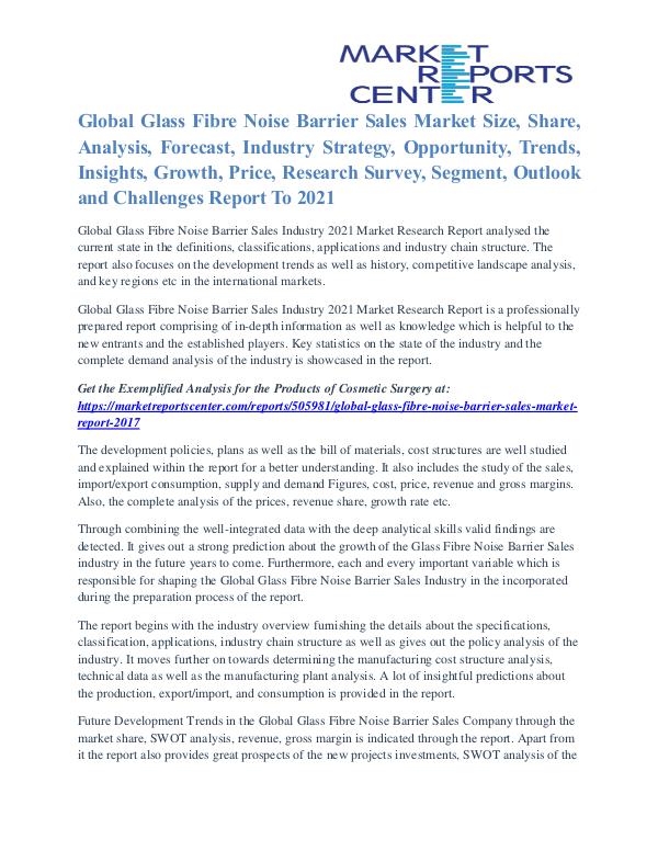 Glass Fibre Noise Barrier Sales Market Competitive Strategies To 2021 Glass Fibre Noise Barrier Sales Market