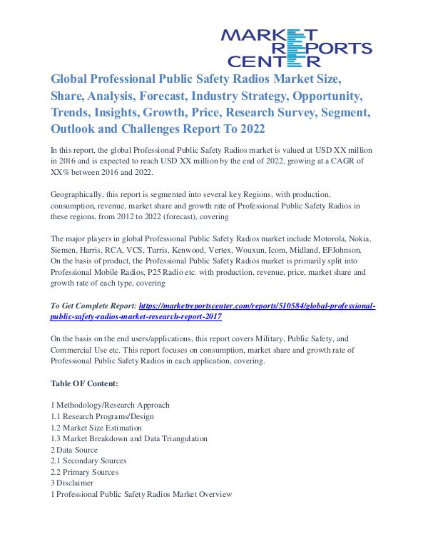 Professional Public Safety Radios Market Overview, Size, Share 2022 Professional Public Safety Radios Market