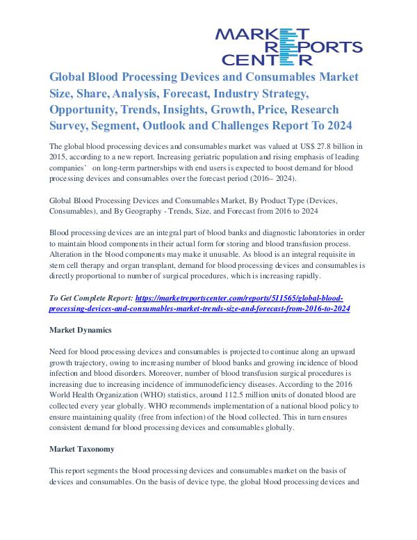 Blood Processing Devices and Consumables Market Share Analysis 2024 Blood Processing Devices and Consumables Market