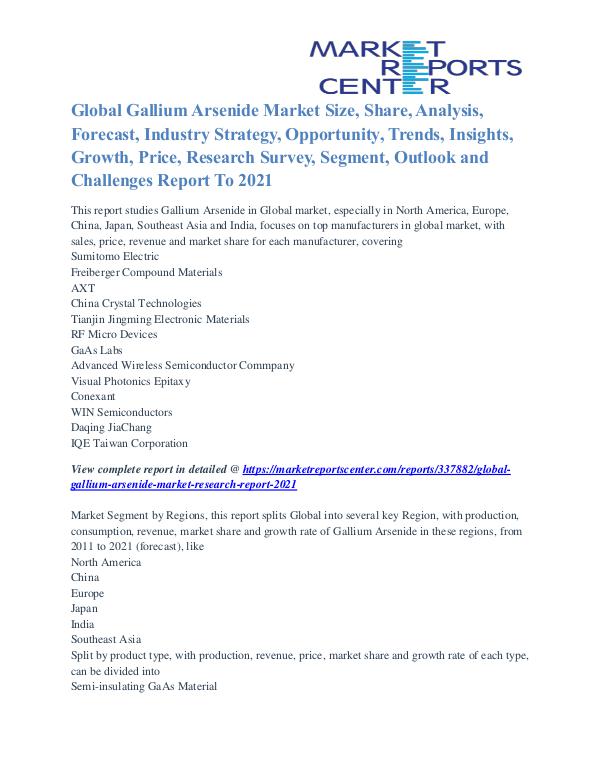 Gallium Arsenide Market Business Outlook and Procurement Survey 2021 Gallium Arsenide Market