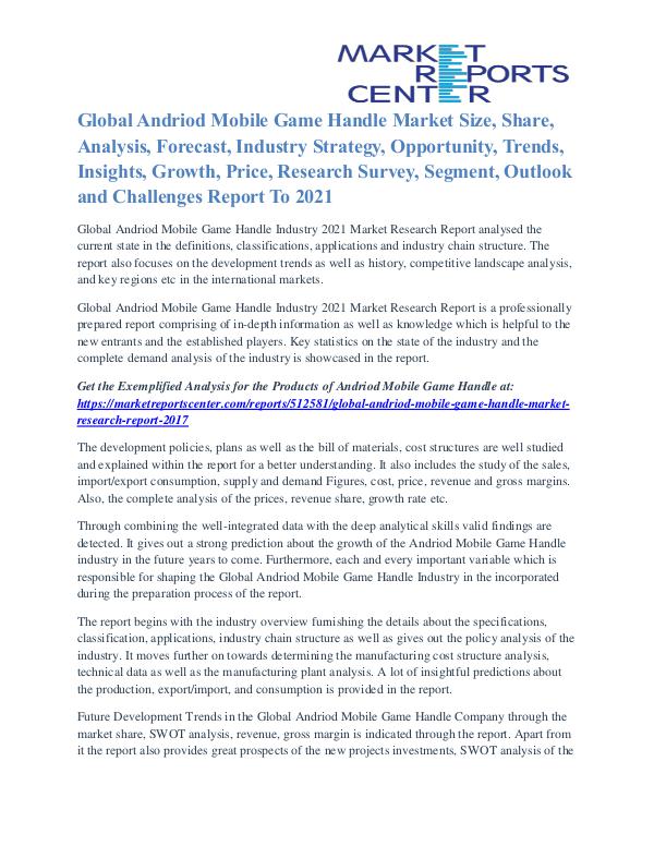 Andriod Mobile Game Handle Market Price Trends And Segment By 2021 Andriod Mobile Game Handle Market