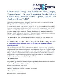 Ozone Therapy Units Market Competitive Analysis By 2017